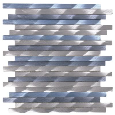 Mosaïque d'aluminium Brosse bleu gris barette longue - vendu par plaque de 30 X 30 cm -