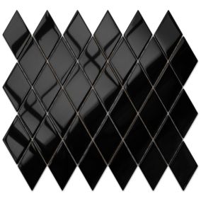 Mosaïque de verre sur maille pour salle de bain ou cuisine Black net - 25cm x 29.2cm