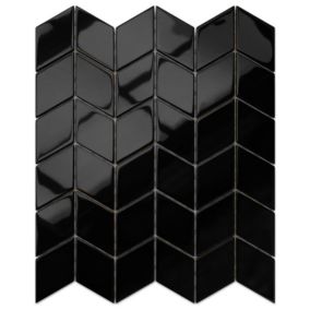 Mosaïque de verre sur maille pour salle de bain ou cuisine Black puma - 26.5cm x 30.5cm