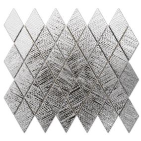 Mosaïque de verre sur maille pour salle de bain ou cuisine Diamond Silver Metallic - 25cm x 29.2cm