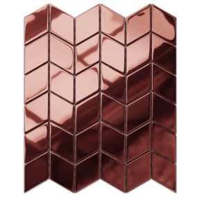 Mosaïque de verre sur maille pour salle de bain ou cuisine Magic Copper Chevron - 26.5cm x 30.5cm