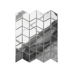 Mosaïque de verre sur maille pour salle de bain ou cuisine Magic Silver Chevron - 26.5cm x 30.5cm