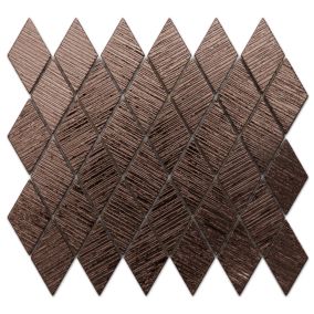 Mosaïque de verre sur maille pour salle de bain ou cuisine Metallic Copper Brown - 25cm x 29.2cm