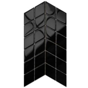 Mosaïque de verre sur maille pour salle de bain ou cuisine Mini Black Chevron - 17.2cm x 29.8cm