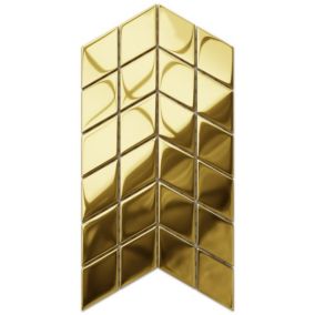 Mosaïque de verre sur maille pour salle de bain ou cuisine Mini Gold Chevron - 17.2cm x 29.8cm