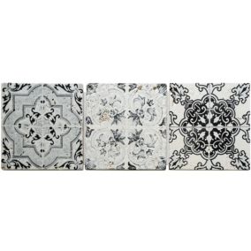 MOSAÏQUE DECOR RENAISSANCE TRAVERTIN BLACK 1 PLAQUE 10 x 30 CM CASA LINEA