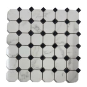 Mosaïque en céramique Noir et Blanc -  Octogone (Vendu par 5/ Boîte).