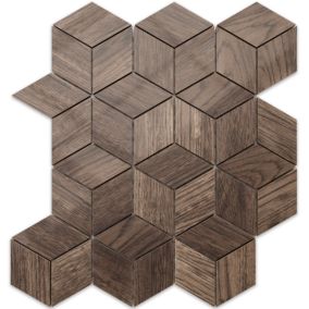 Mosaïque en ceramique sur maille pour salle de bain ou cuisine 26.5 cm x 30.5 cm - Walnut diamond romb