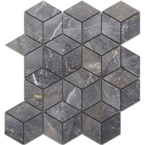 Mosaïque en gres sur maille pour salle de bain ou cuisine 26.5 cm x 30.5 cm - Diamond romb