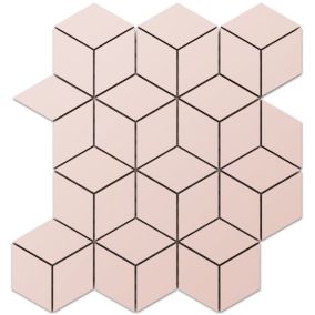 Mosaïque en gres sur maille pour salle de bain ou cuisine 26.5 cm x 30.5 cm - Pink diamond romb