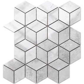 Mosaïque en gres sur maille pour salle de bain ou cuisine 30.5 cm x 26.5 cm - Light marble