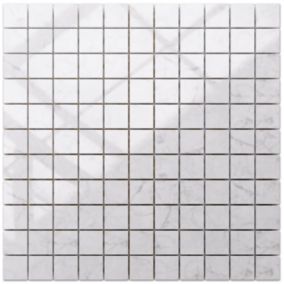 Mosaïque en gres sur maille pour salle de bain ou cuisine 30 cm x 30 cm - Carrara