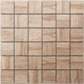 Mosaïque en gres sur maille pour salle de bain ou cuisine 30 cm x 30 cm - Maple wood