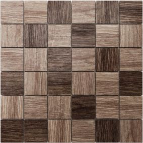 Mosaïque en gres sur maille pour salle de bain ou cuisine 30 cm x 30 cm - Oak wood