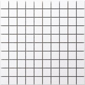 Mosaïque en gres sur maille pour salle de bain ou cuisine 30 cm x 30 cm - White chalk