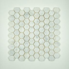 Mosaïque en Marbre Blanc - Hexagone - Aiguisé (Vendu par 5/ Boîte).