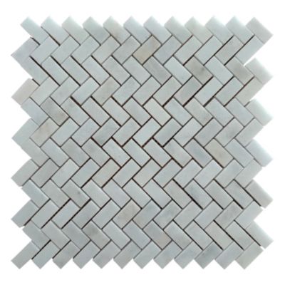 Mosaïque en Marbre Blanc Mugla Aiguisé - Chevrons 3,2X1,5X1CM | Castorama