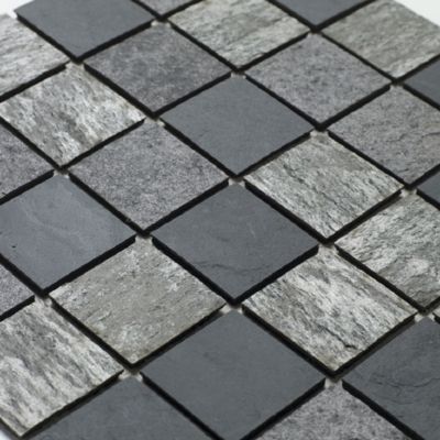 Mosaïque en pierre naturelle 30 x 30 xm - carreau 5 x 5 cm mixte gris