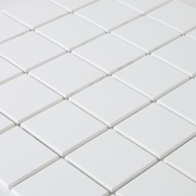 Mosaïque en solid surface 100 x 50 cm - carreau 5 x 5 cm blanc pur lisse