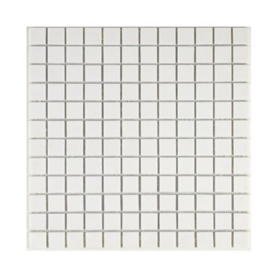 Mosaïque en solid surface 30 x 30 cm - carreau 2,5 x 2,5 cm  blanc pur lisse