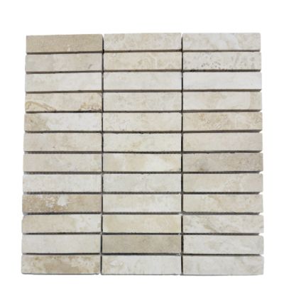 Mosaïque en Travertin Blanc Ivoire Rempli et Aiguisé - 2,3x10x1CM