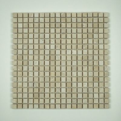 Mosaïque en Travertin Blanc Ivoire Vieilli - 1,5X1,5X1 CM