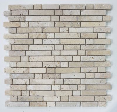 Mosaïque en Travertin Blanc Ivoire Vieilli -Stripe 1,5 - 0,8 CM
