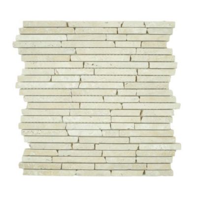 Mosaïque en Travertin Blanc Ivoire Vieilli - Stripes