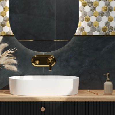 Mosaïque en verre sur filet pour salle de bain et cuisine 30.3 cm x 30 cm - White Lava