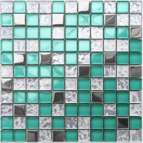 Mosaïque en verre sur filet pour salle de bain ou cuisine 30 cm x 30 cm - Allende