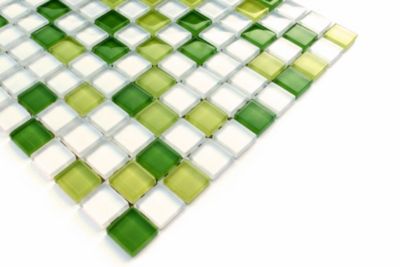 Mosaïque en verre sur filet pour salle de bain ou cuisine 30 cm x 30 cm - Apple marshmallow