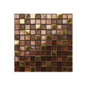 Mosaïque en verre sur filet pour salle de bain ou cuisine 30 cm x 30 cm - Azteca gold