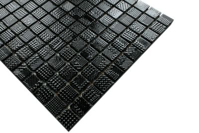 Mosaïque en verre sur filet pour salle de bain ou cuisine 30 cm x 30 cm - Black lace