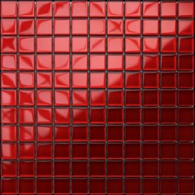 Mosaïque en verre sur filet pour salle de bain ou cuisine 30 cm x 30 cm - Bloody Mary