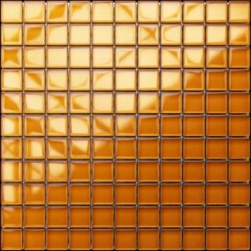 Mosaïque en verre sur filet pour salle de bain ou cuisine 30 cm x 30 cm - Caramel