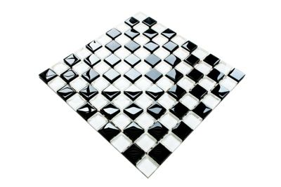 Mosaïque en verre sur filet pour salle de bain ou cuisine 30 cm x 30 cm - Check mate