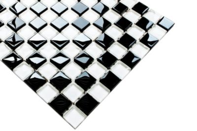 Mosaïque en verre sur filet pour salle de bain ou cuisine 30 cm x 30 cm - Check mate