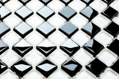 Mosaïque en verre sur filet pour salle de bain ou cuisine 30 cm x 30 cm - Check mate