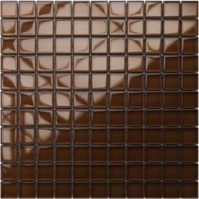 Mosaïque en verre sur filet pour salle de bain ou cuisine 30 cm x 30 cm - Chocolate