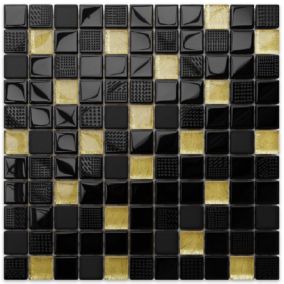 Mosaïque en verre sur filet pour salle de bain ou cuisine 30 cm x 30 cm - Crushed Cleopatra