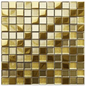 Mosaïque en verre sur filet pour salle de bain ou cuisine 30 cm x 30 cm - Crushed Giza