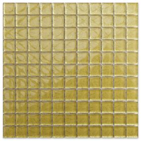 Mosaïque en verre sur filet pour salle de bain ou cuisine 30 cm x 30 cm - Crushed gold