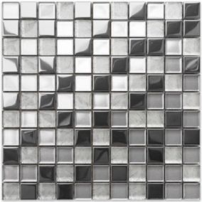 Mosaïque en verre sur filet pour salle de bain ou cuisine 30 cm x 30 cm - Crushed moon