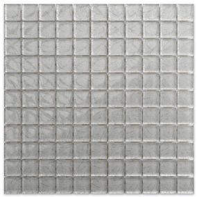 Mosaïque en verre sur filet pour salle de bain ou cuisine 30 cm x 30 cm - Crushed silver