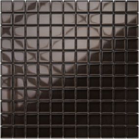 Mosaïque en verre sur filet pour salle de bain ou cuisine 30 cm x 30 cm - Dark chocolate