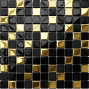 Mosaïque en verre sur filet pour salle de bain ou cuisine 30 cm x 30 cm - El Dorado