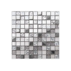 Mosaïque en verre sur filet pour salle de bain ou cuisine 30 cm x 30 cm - Freezing rain