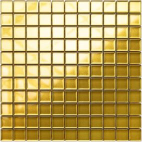 Mosaïque en verre sur filet pour salle de bain ou cuisine 30 cm x 30 cm - Golden peaks