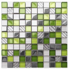 Mosaïque en verre sur filet pour salle de bain ou cuisine 30 cm x 30 cm - Green Fashion