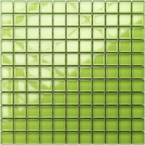 Mosaïque en verre sur filet pour salle de bain ou cuisine 30 cm x 30 cm - Green paradise